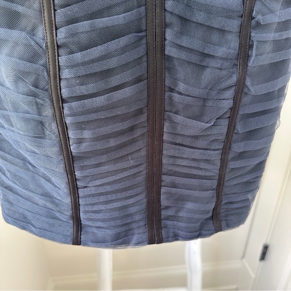 BCBG MaxAzria Dark Blue Grey Ruched Sela Strapless Convertible Evening Dress - Picture 6 of 11